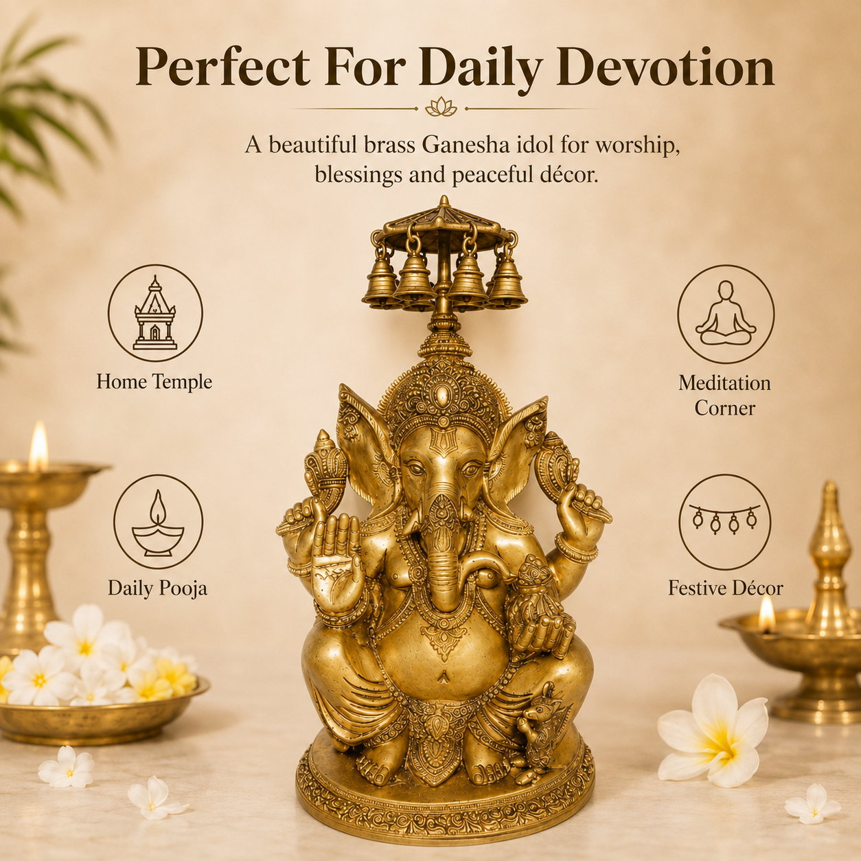 Handcrafted Brass Ganesha Idol