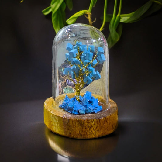 Turquoise Crystal Tree, Feng Shui Crystal Tree of Life, Miniature Decor Items, Lucky Charm Gifts