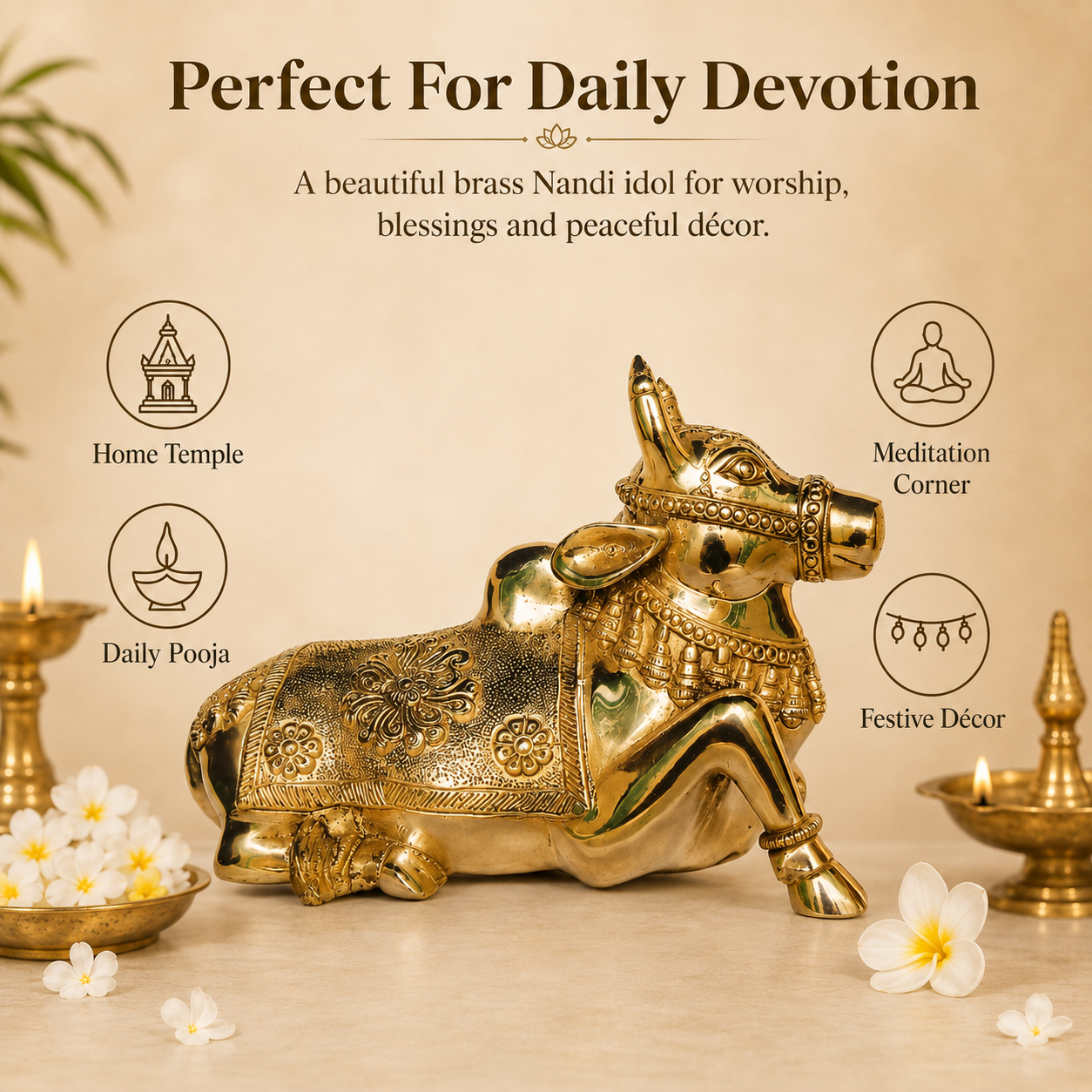 Handcrafted Brass Nandi Idol