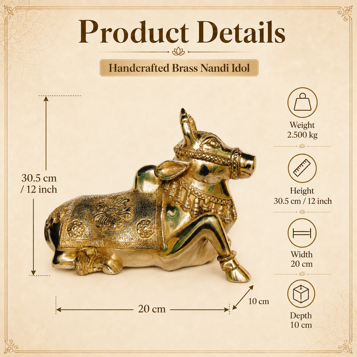 Handcrafted Brass Nandi Idol