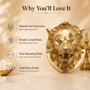 Handcrafted Brass Lion Head Wall Decor