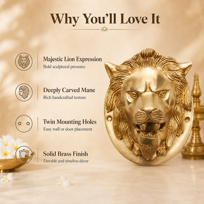 Handcrafted Brass Lion Head Wall Decor