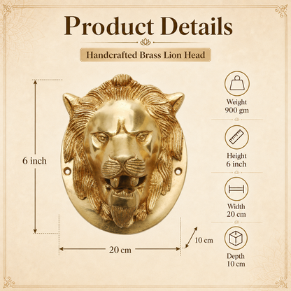 Handcrafted Brass Lion Head Wall Decor