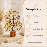 Mix Chakra Crystal Wooden Tree with Golden Wire