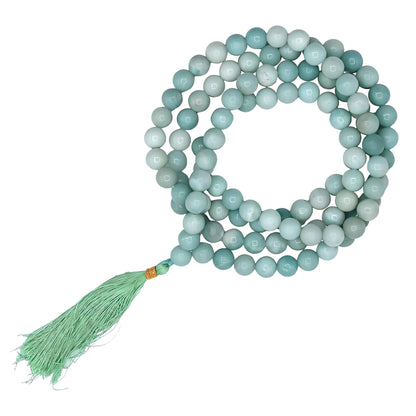 Natural Amazonite Gemstone 108 Bead Japa Mala Necklace