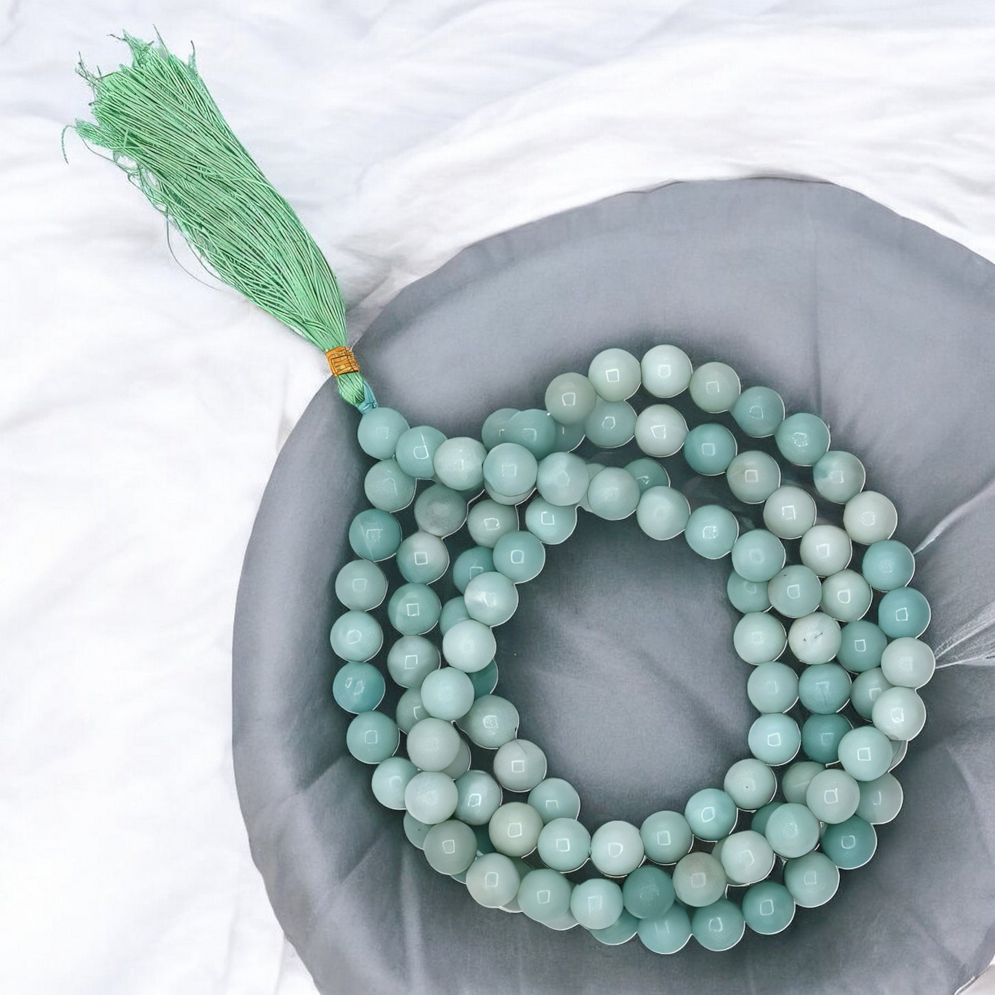 Natural Amazonite Gemstone 108 Bead Japa Mala Necklace