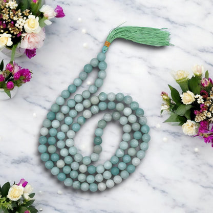 Natural Amazonite Gemstone 108 Bead Japa Mala Necklace