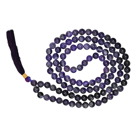 Amethyst  Gemstone 108 Bead Japa Mala Necklace