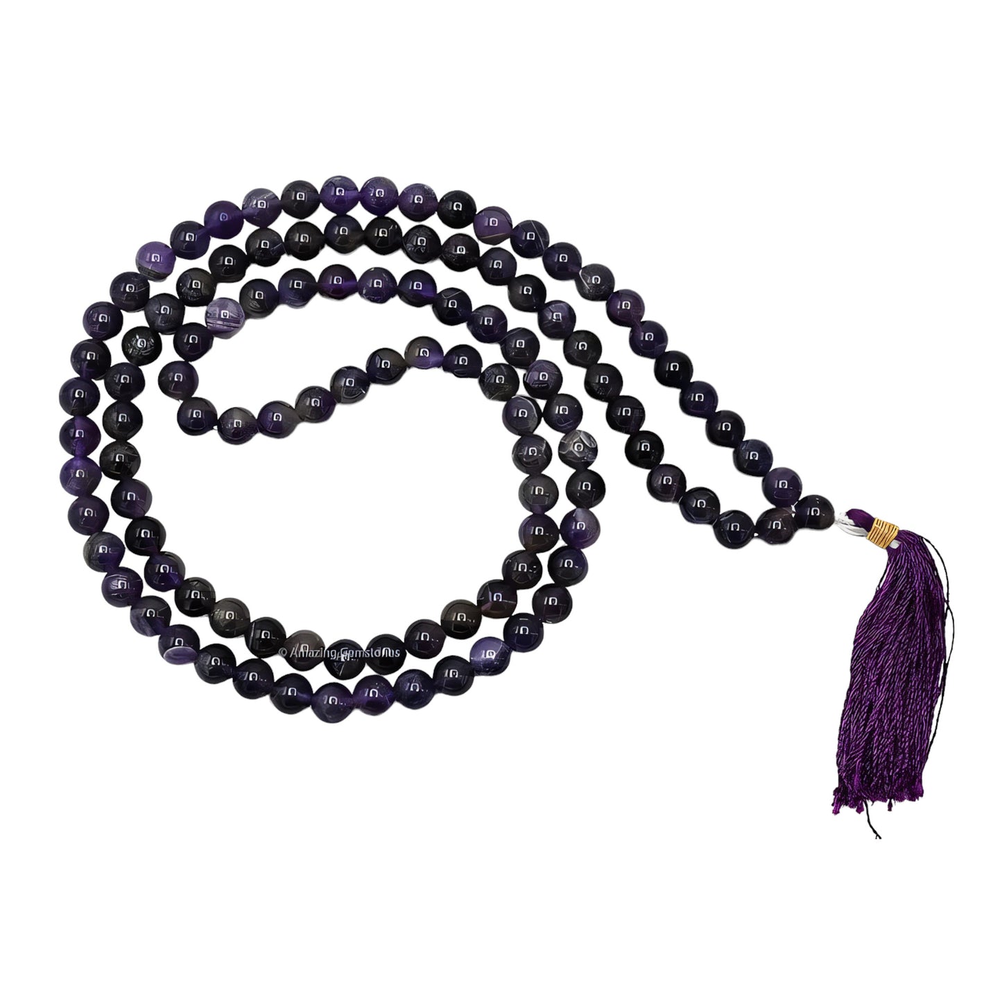 Amethyst  Gemstone 108 Bead Japa Mala Necklace