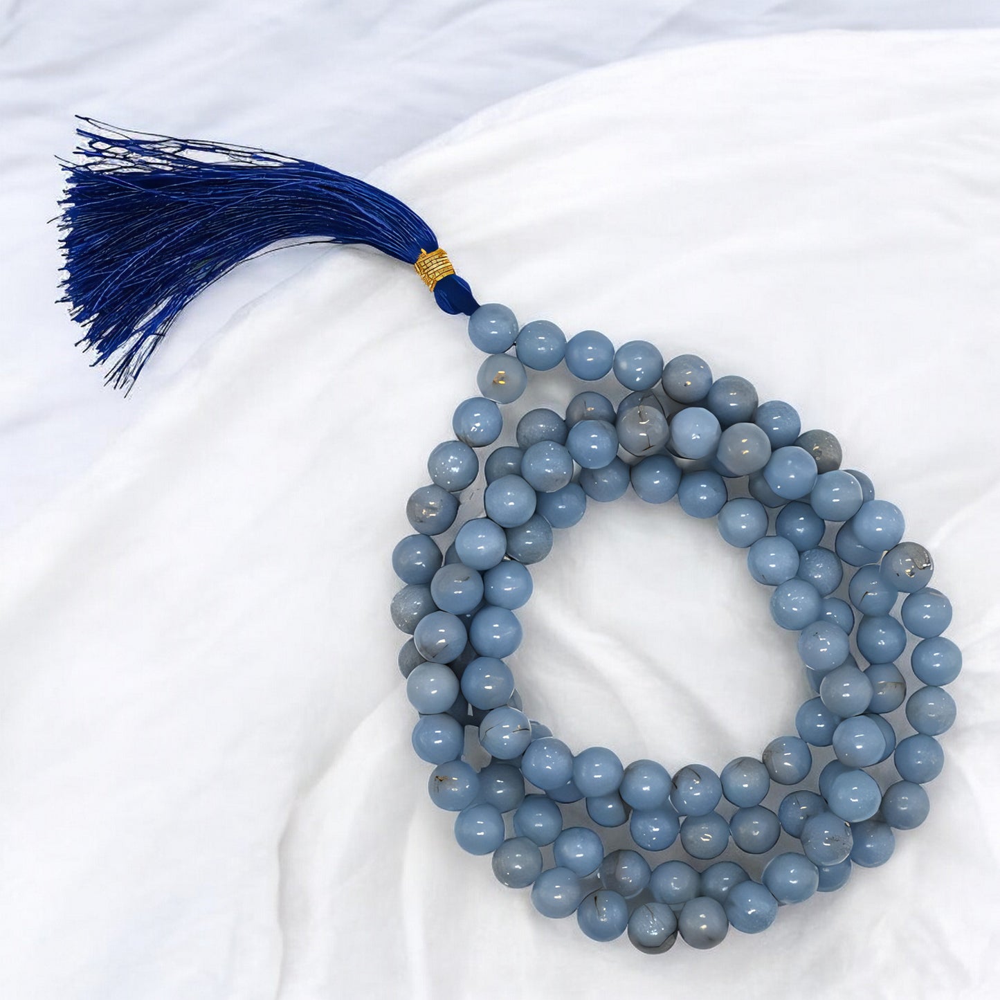 Anglite Gemstone 108 Bead Japa Mala Necklace for meditation and prayer