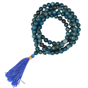Apatite Gemstone 108 Bead Japa Mala Necklace for meditation and prayer