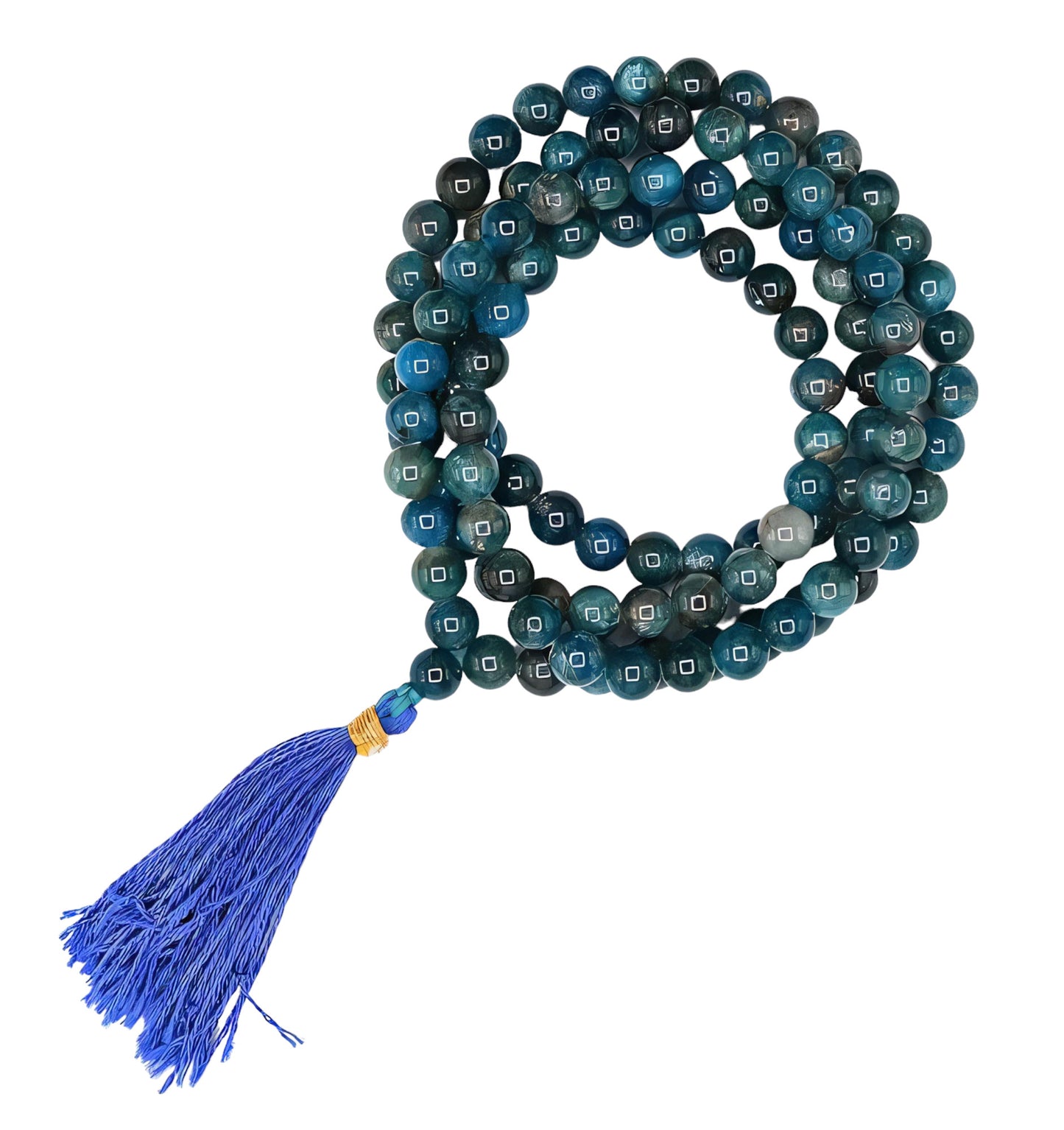 Apatite Gemstone 108 Bead Japa Mala Necklace for meditation and prayer