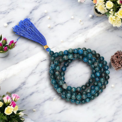 Apatite Gemstone 108 Bead Japa Mala Necklace for meditation and prayer