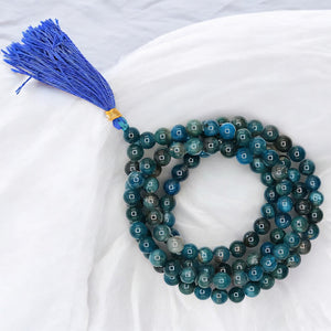 Apatite Gemstone 108 Bead Japa Mala Necklace for meditation and prayer