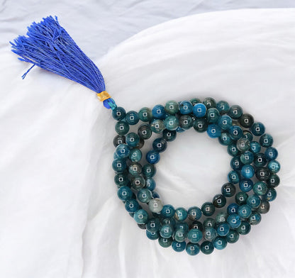 Apatite Gemstone 108 Bead Japa Mala Necklace for meditation and prayer