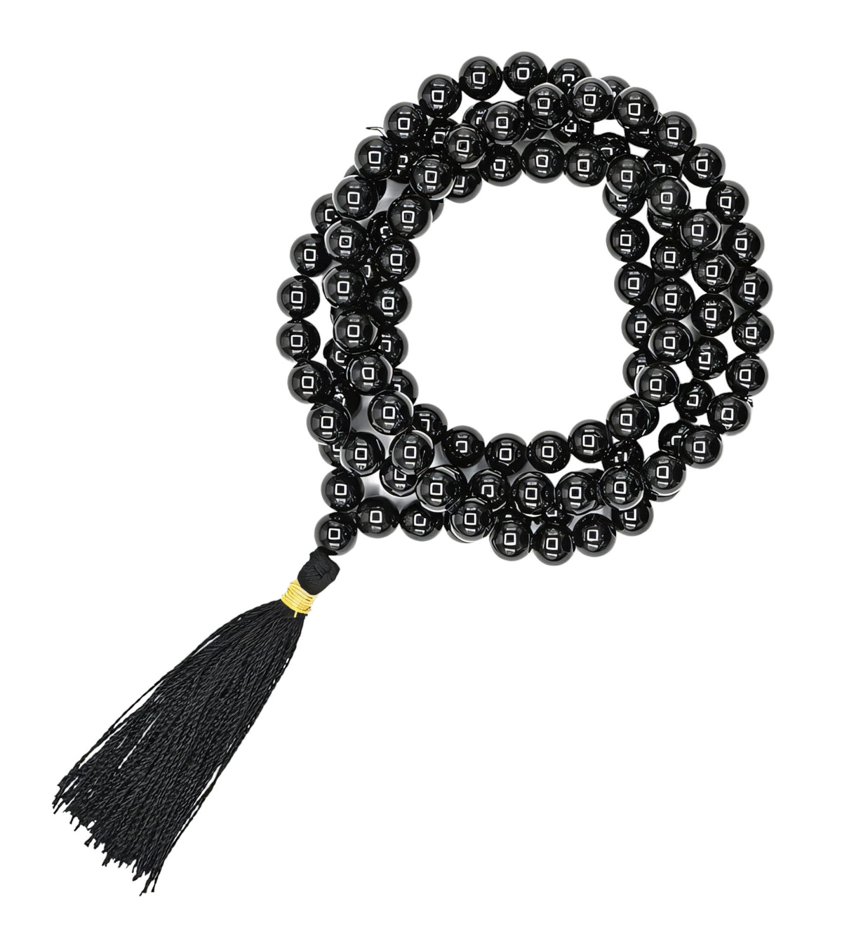 Black Tourmaline Quartz Gemstone Japa Mala Necklace