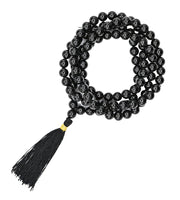 Black Tourmaline Quartz Gemstone Japa Mala Necklace
