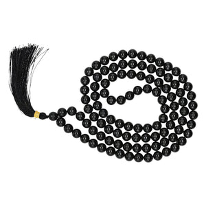 Black Tourmaline Quartz Gemstone Japa Mala Necklace