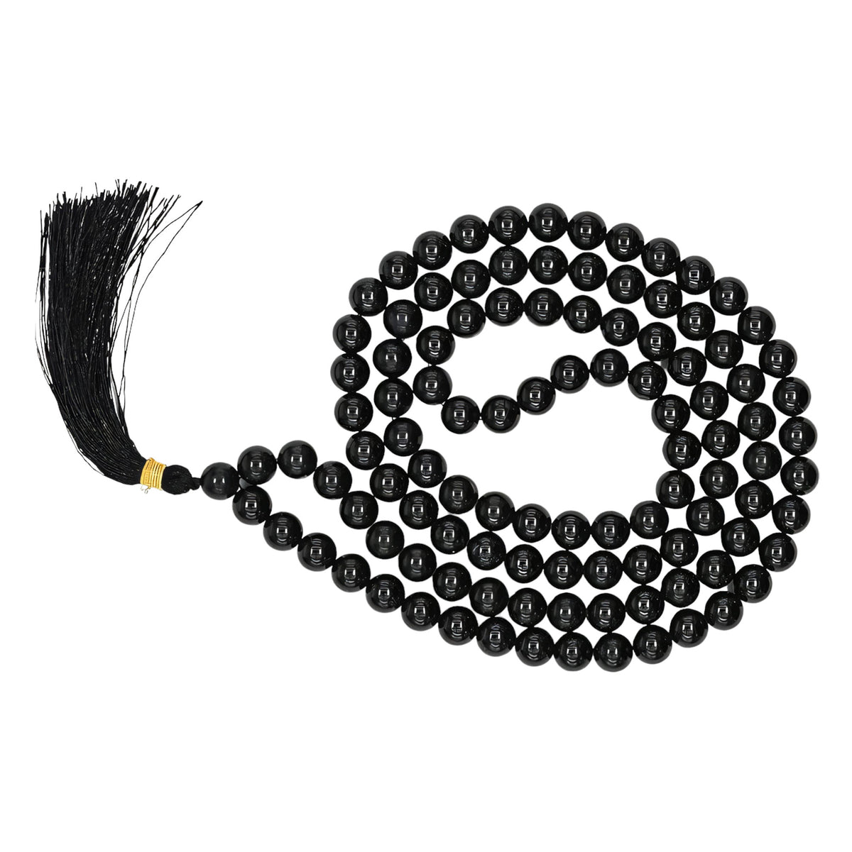 Black Tourmaline Quartz Gemstone Japa Mala Necklace