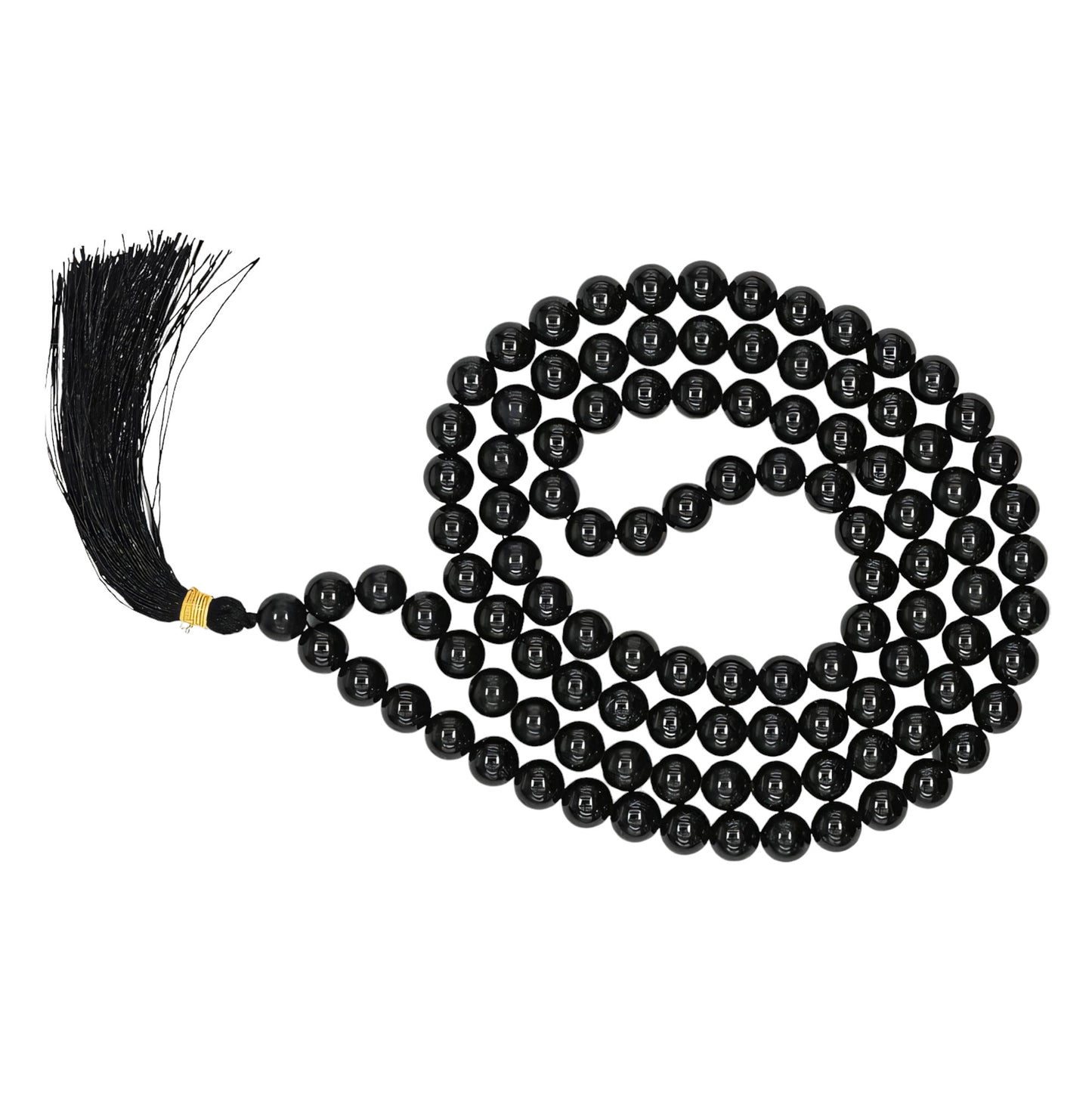 Black Tourmaline quartz Gemstone 108 Bead Japa Mala Necklace