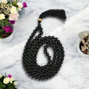 Black Tourmaline Quartz Gemstone Japa Mala Necklace