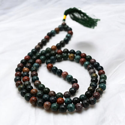 Bloodstone Gemstone 108 Bead Japa Mala Necklace meditation and prayer