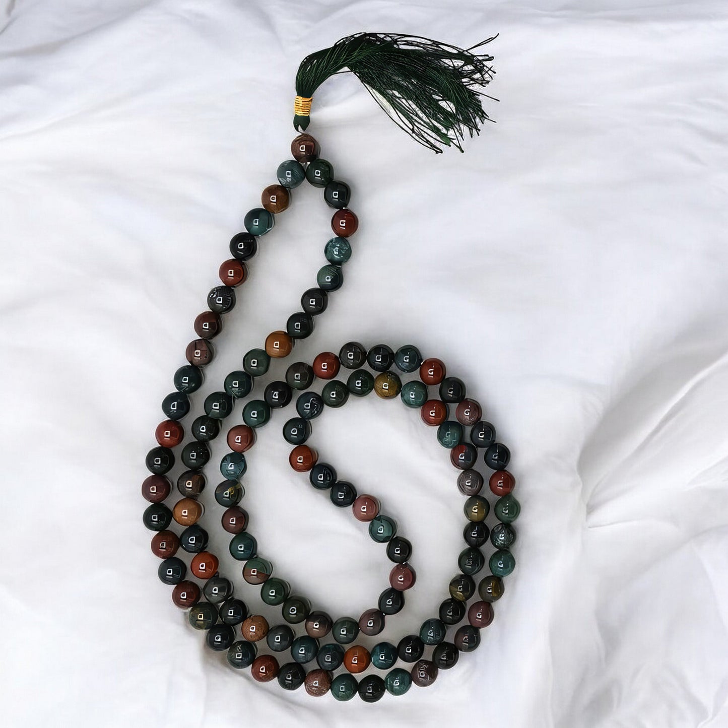 Bloodstone Gemstone 108 Bead Japa Mala Necklace meditation and prayer