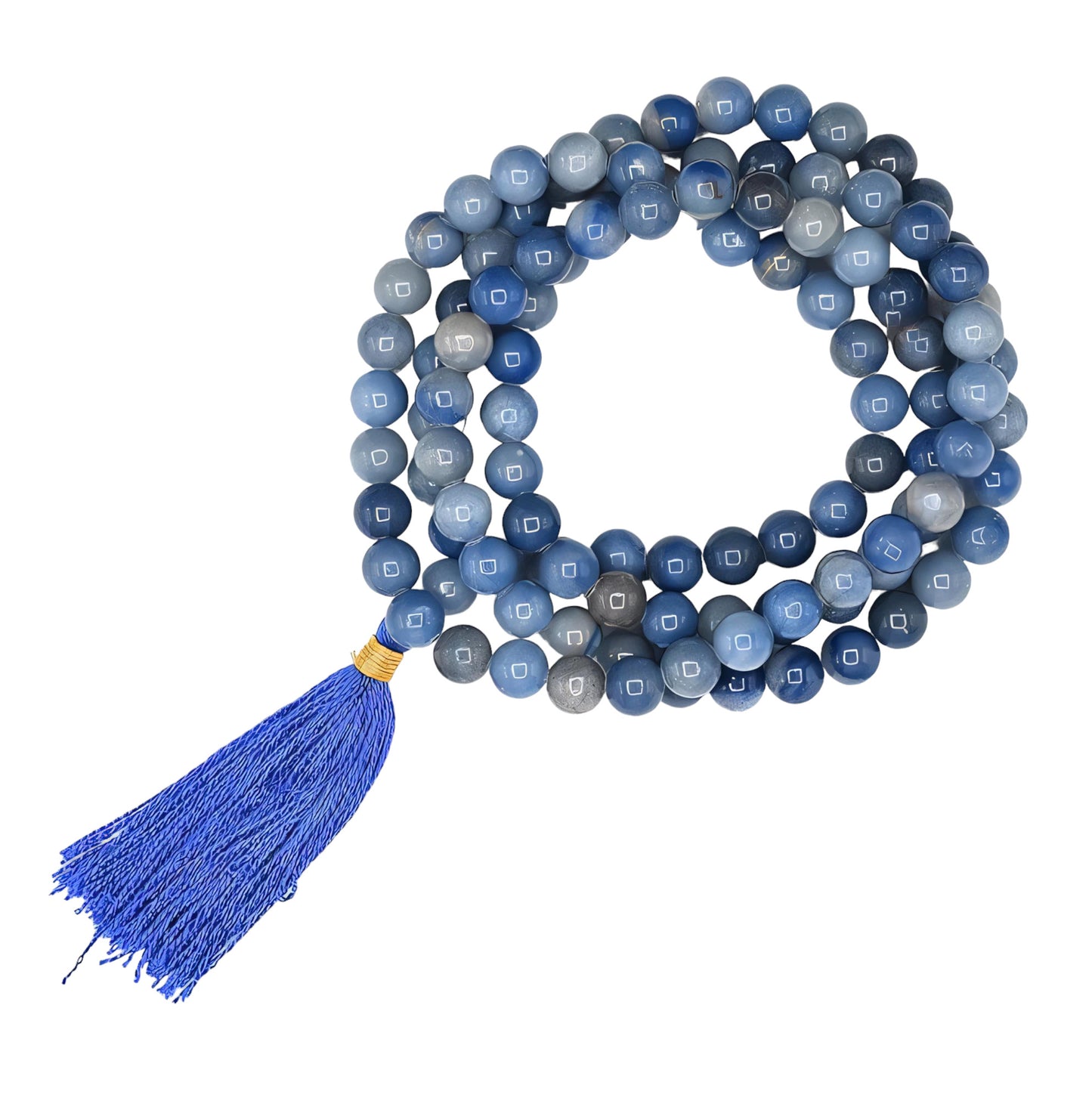 Natural Blue Aventurine Gemstone 108 Bead Japa Mala Necklace