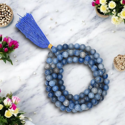 Natural Blue Aventurine Gemstone 108 Bead Japa Mala Necklace