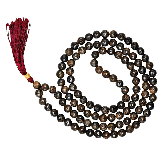 Natural Bronzite Gemstone 108 Bead Japa Mala Necklace for meditation and prayer