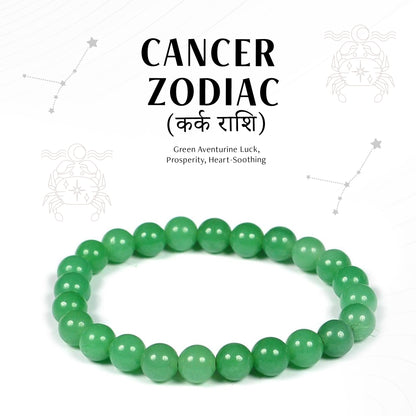 Green Aventurine Cancer Zodiac (कर्क राशि) Certified Healing Crystal Bracelet