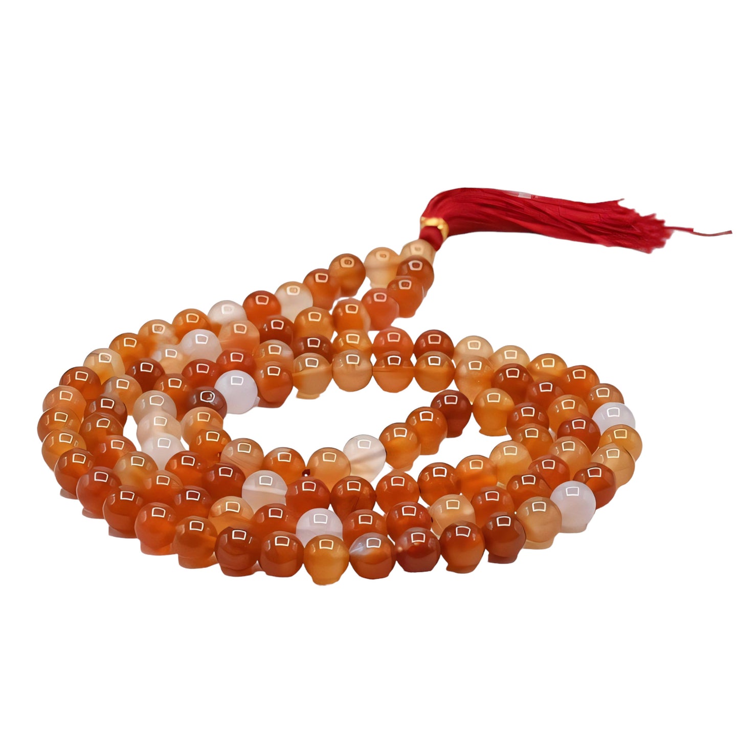 Carnelian Gemstone 108 Bead Japa Mala Necklace for meditation and prayer