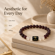 Capricorn Zodiac Bracelet with Garnet & Clear Quartz