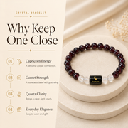 Capricorn Zodiac Bracelet with Garnet & Clear Quartz
