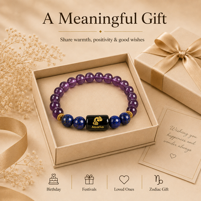 Aquarius Zodiac Healing Crystal Bracelet