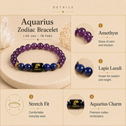 Aquarius Zodiac Bracelet with Amethyst & Lapis Lazuli