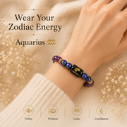 Aquarius Zodiac Bracelet with Amethyst & Lapis Lazuli