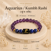 Aquarius Zodiac Healing Crystal Bracelet