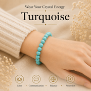 Turquoise Crystal Bracelet (Bead Size: 8mm, Length: 6-7 Inch)