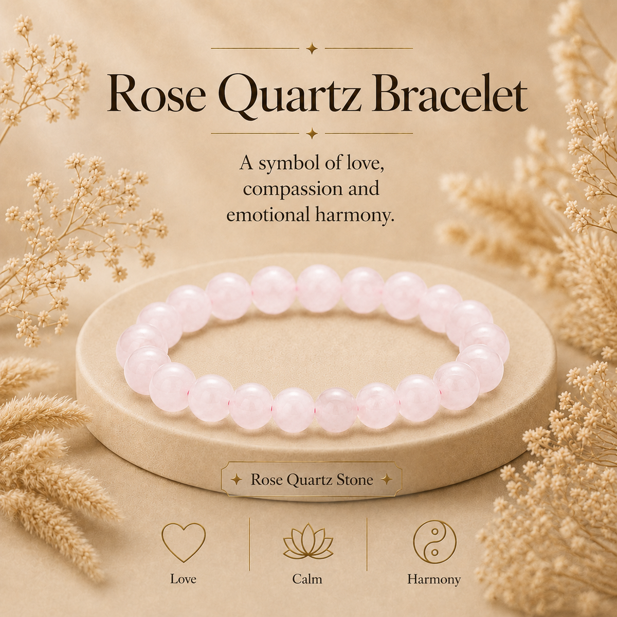 Rose Quartz Healing Crystal Bracelet For Love and Healing