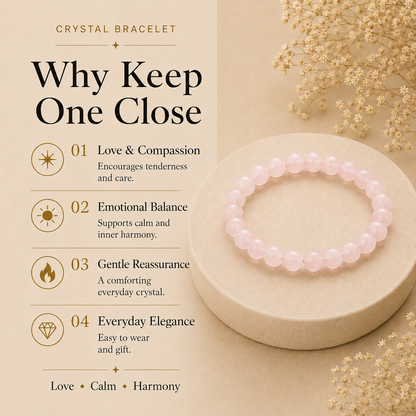 Rose Quartz Healing Crystal Bracelet For Love and Healing