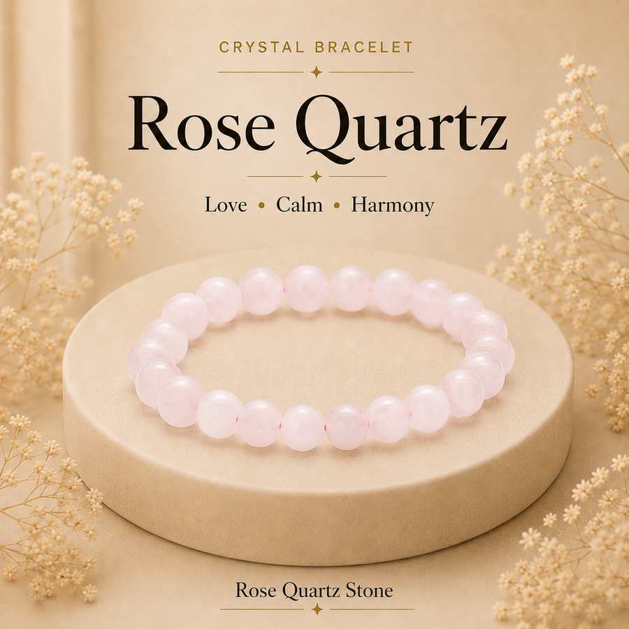 Rose Quartz Healing Crystal Bracelet For Love and Healing