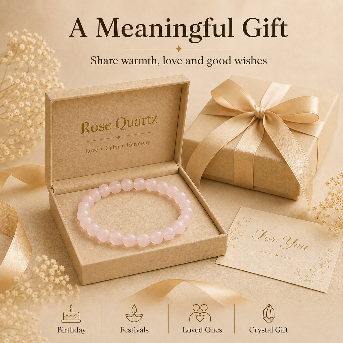 Rose Quartz Healing Crystal Bracelet For Love and Healing