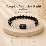 Scorpio Zodiac Bracelet with Black Obsidian & Clear Quartz