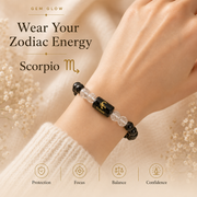 Scorpio Zodiac Bracelet with Black Obsidian & Clear Quartz