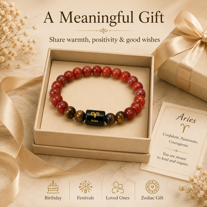 Amethyst Aries Zodiac Crystal Bracelet - Enhance Your Protection