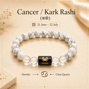 Cancer Zodiac Bracelet with Howlite & Clear Quartz