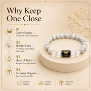 Cancer Zodiac Bracelet with Howlite & Clear Quartz