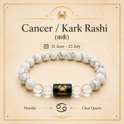 Cancer Zodiac Bracelet with Howlite & Clear Quartz