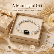 Cancer Zodiac Bracelet with Howlite & Clear Quartz